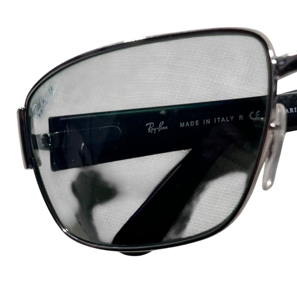 Vtg Ray Ban RB3189 Leather II 004/9A Polarized Sunglasses Metal Wrap Italy Black - Picture 4 of 13